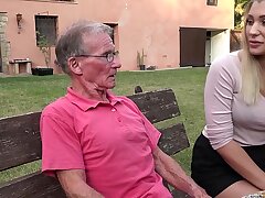 Ash-blonde hot caboose anal invasion fucked by horny granddad