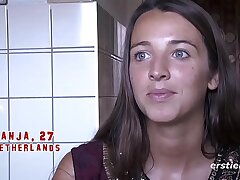 Sexy Tanja Rubs her Fur covered Cunny Outdoors