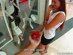 Sweet strawberry Promesita fuck in a WC