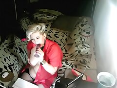 Aimee sucks a transparent cock! Looks like she likes!
