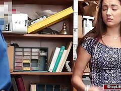 Shoplifter Lily sucks LPs enormous dick