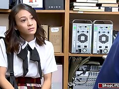 Asian college girl steals and gets boinked