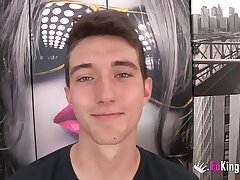 1 pussy, two cocks. Puny bony Polish teenager Angelina's first pornography scene