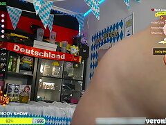 German Tramp Celebrating the Oktoberfest with her Devotees nude and Playing Red-hot games in stream