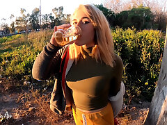 gulping piss in public, high risk in the streets, newbie slut !!! 4k