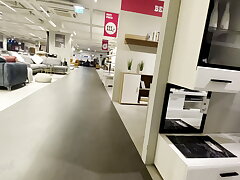 Public hj in furniture supermarket :P  risky and crazy pop-shot !