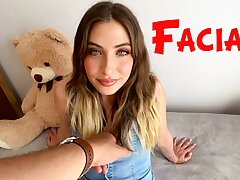 FACIAL for a timid girl in her bedroom when her parents are not home, oral job to an unknown guy