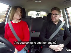 Schoolgirl driver publicly creampied on backseat