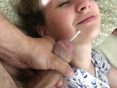 Stepsister touches weenie thinking it is in a dream, CUMSHOT on face