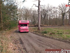 German teenage Hitchhiker pick up and pound in car with grandfather