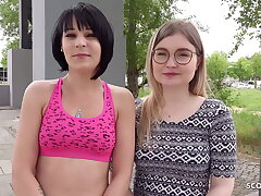 GERMAN SCOUT - ZWEI ZARTE BERLINER GIRLS ZU IHREM ERSTEN FFM DREIER &Uuml;BERREDET