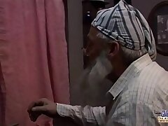 Milky hair granddad screws teen gf that shows as pixie in his dream