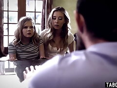 Counselor deals with nubile rebels Coco Lovecock and Haley Reed in therapy