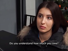 DEBT4k. Chick owes currency and she is fucked after the debt collector finds her
