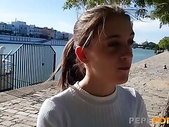 Innocent Anita wants to have her FIRST THREESOME with two young dudes!