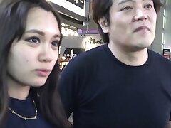 Japanese cutie Aiko tries a french fuck-stick with her boyfriend's one