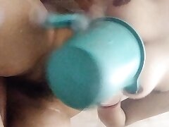 Indain mother bathing at home total Desi indian youthfull  mother