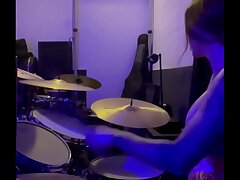 Felicity feline drumming boobies bouncing spectacular