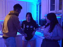 This kitchen is so hot that Linda had to take of her clothes