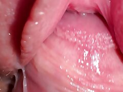 Close up plow with my insane roommate and cum on shaved labia