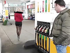 German blondie teenage super-bitch pick up at gas station and fuck