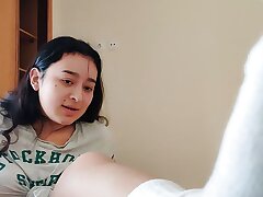 Step sis with white socks and grannie undies