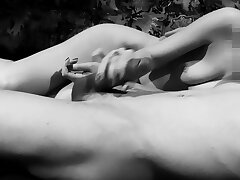 Naked college girl jerks his cock to her boyfriend