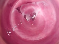 Camera deep inside Mia's teenager pussy