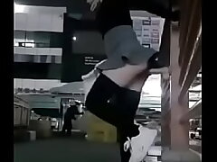 Doll porks fake penis at work