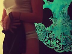 Step-sister panties makes my pink cigar hard while bellowing at me