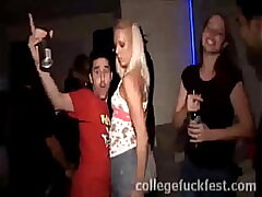 Whorish blonde teenage sucks college cock