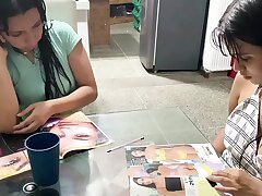 while looking at some magazines with my friend I get kinky until I drill her and make her sploog