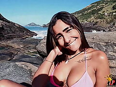 Naughty black-haired shows off on the beach and gives her tight booty &vert; Tiffany &vert; Loupan productions