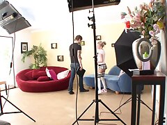 Wild guy gets a Dt then bangs a super-cute honey on the sofa