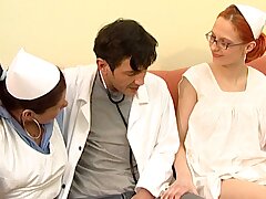 Three-way with two young nurses and many orgasms!