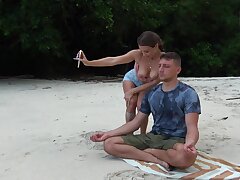 Meditation on the beach! Sloppy Deep throat from stranger girl!