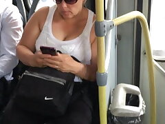 Cougar titties juggling on the bus