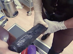 Domme with huge strapon, completely distroyed anus, going knuckle deep