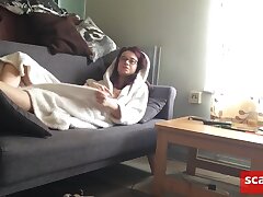 Super-bitch girl in robe gets her morning cumload