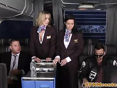 Assfucked CFNM stewardess joins mile high club