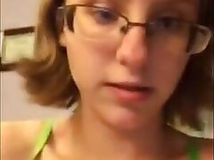 nice nerdy glasses girl displaying off