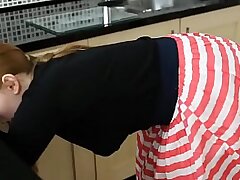 Downblouse redhwad pale flesh saggy bosoms searching for keys.voyeur