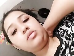 College-aged year senior dark-haired gigantic saggy jugs from New York Connected States fucking her stepbrother's gigantic dick