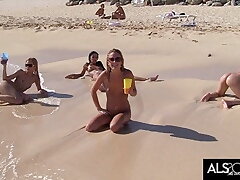 6 Kinky Lesbians Go At It On A Public Beach