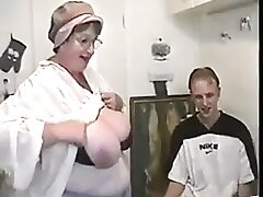 German Plumper mature with two fellows and one Girl