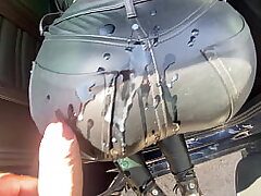 All in Leather girl get smashed outdoor