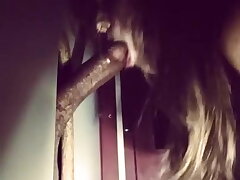 Gloryhole Super-bitch Gags on Big black cock