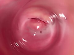 Inner camera inside tight creamy Vagina, Dick's Point of view
