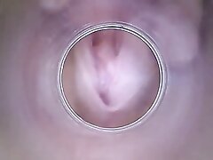 DildoCam – Bony Brown-haired Demonstrating Her Dry Vagina Cervix Deep