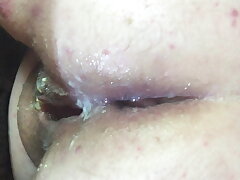 Meg's bootie after a great ass-fuck nailing and juice pie close-up